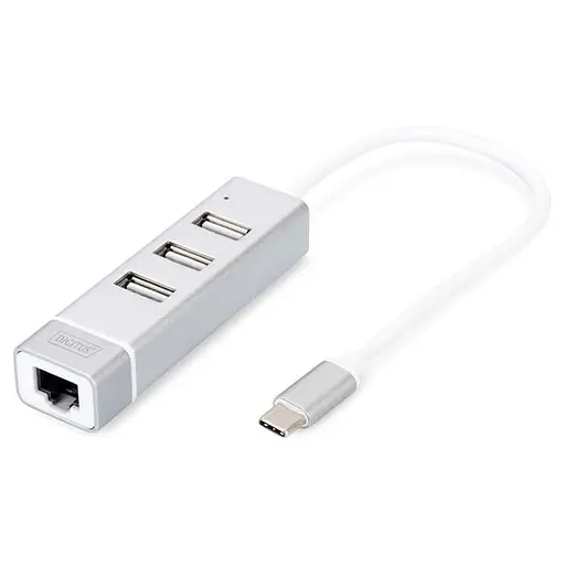 USB-Хаб Digitus USB-C 3xUSB-A/RJ45 (DA-70253) - фото 1