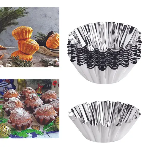 Формочки для выпечки корзинок кексов и тарталеток Ø верх 9.5, низ 6, высота 2.8 см (набор из 10 штук), Master Class 86881 - фото 1