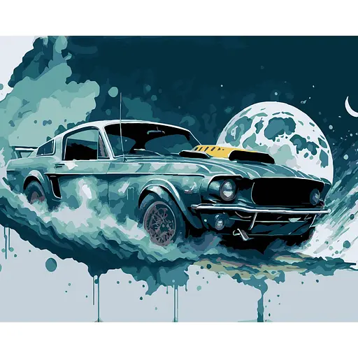 Набор для росписи по номерам Strateg Ночной мустанг на черном фоне 40 х 50 см (AH1227-15) - фото 1