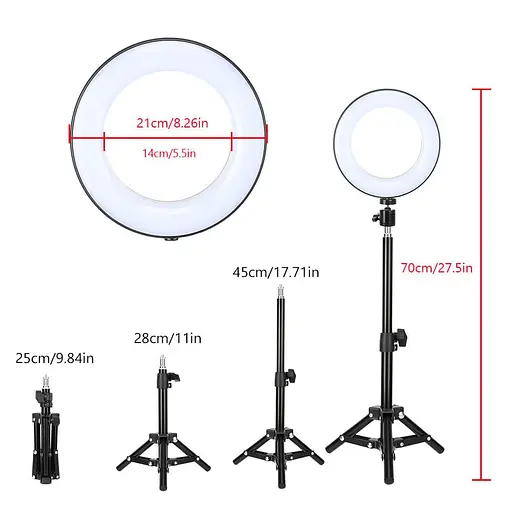 Лампа 8" на штативі з пультом Bluetooth Тримач із кільцевим освітленням MY108 - фото 4