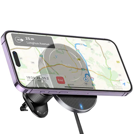 Автодержатель с БЗУ Hoco HW12 Guardian magnetic (air outlet) - фото 2