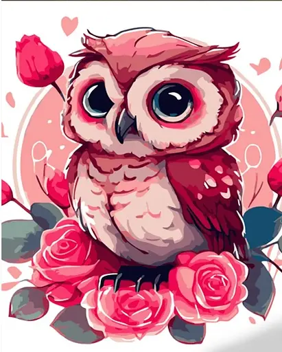 Набор для росписи по номерам Сова в розах, Strateg, 30x40 см, SS6675