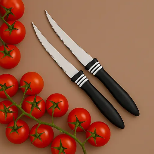 Набір ножів кухонних, 2 шт., для томатів та м'яких овочів, Kitchen Master Чорний 87707 - фото 2