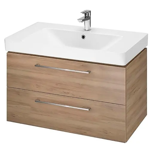 Тумба для ванної кімнати Cersanit Lara CET В390 з раковиною Mille 80 см Горіх S801-362 30412 - фото 1