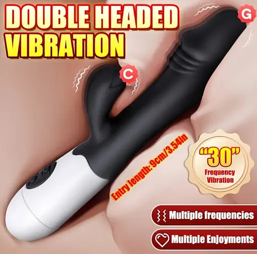 Багатофункціональний вібратор-кролик, стимулятор точки G і клітора, з проникненням і масажем. Чорний - фото 6