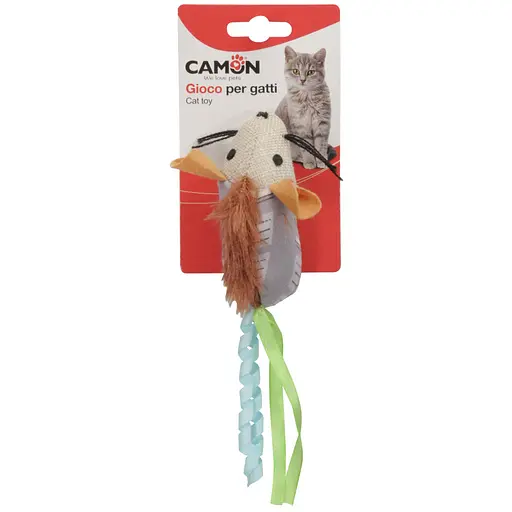 Игрушка для кошек Camon мышка, полиэстеровая с колокольчиком 10 см в ассортименте (AG0389) - фото 2