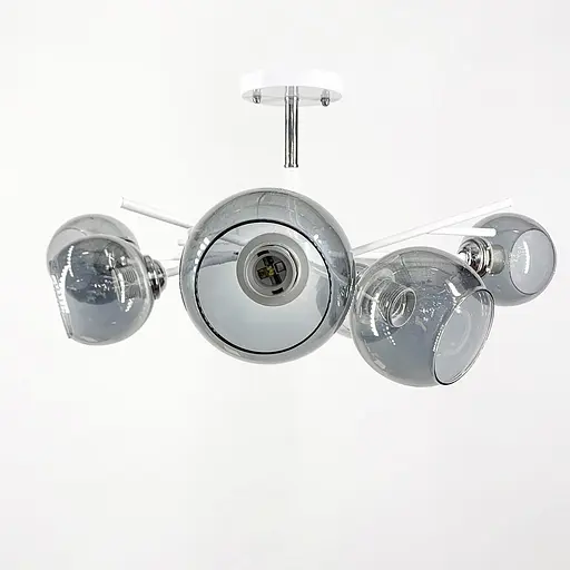 Люстра на 6 графитовых плафонах в белом корпусе Ø 60 см | Ст. 088N/6 WT+CH+GR | Line F - фото 3