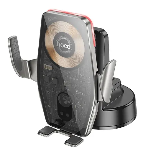Автотримач Hoco HW27 магнітний з бездротовою зарядкою чорний сірий - фото 3