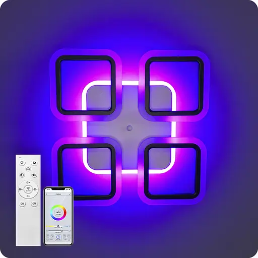 Люстра светодиодная 517 Light 3color с пультом 72Вт Черный (01372) - фото 10