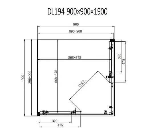 Душевая кабина Dusel DL194B Black Matt 90x90, Черный матовый, Универсальная, прозрачная, 90x90 - фото 2