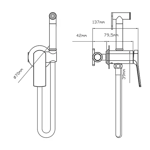 Набір гігієнічного душу прихованого монтажу Qtap Slavonice округлий QTSLA262BLM45917 Black matt, Чорний матовий - фото 2