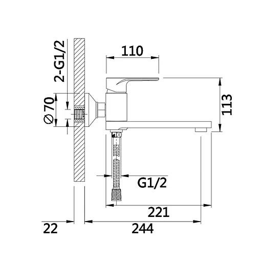 Смеситель для ванны Qtap Jay с поворотным изливом (c душевым гарнитуром) QTJAY260BLM45548 Black matt Черный матовый - фото 2