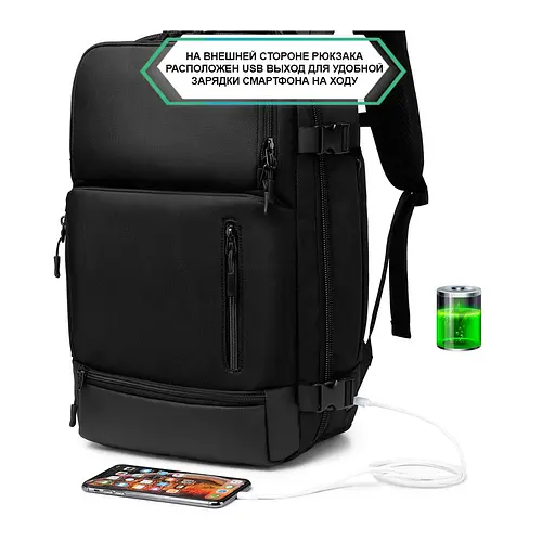 Рюкзак городской Ozuko 9405S 22л с отделением для ноутбука 16" Black (16198) - фото 7