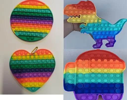 Сенсорна іграшка Pop it антистрес 20 см серце круг великий XXL райдужний різнокольоровий - фото 4