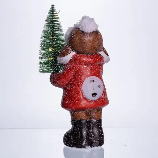 Новорічна фігурка з підсвіткою Дівчинка з ялинкою з фарфору 8×7×20 см Yiwu CR-5-15 - фото 4