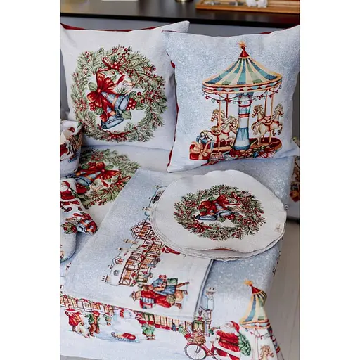Наволочка гобеленова Прованс Carousel карусель з люрексом 45 x 45 см (41944) - фото 6