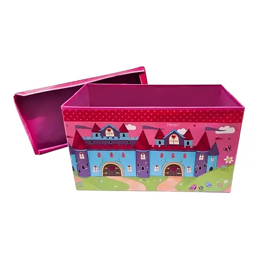 Великий органайзер-скриня C 68853-1 з картону складаний з малюнком замку рожевий - фото 2
