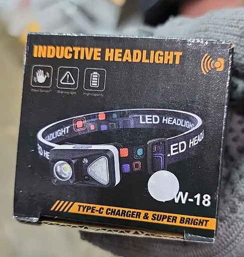 Налобний ліхтар з білим та червоним світлом W-18 з датчиком руху акумуляторний яскравий потужний ліхтарик на голову - фото 5