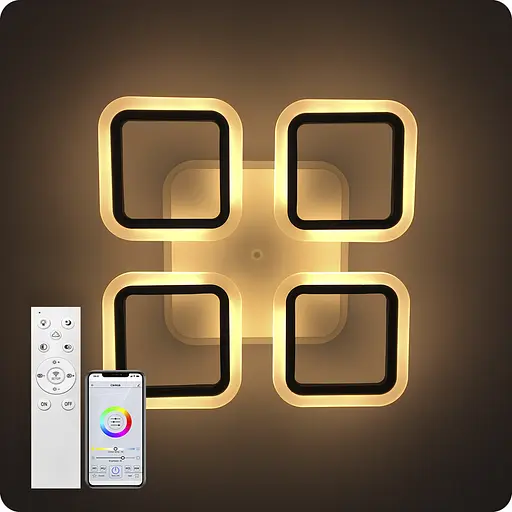 Люстра светодиодная 517 Light 3color с пультом 72Вт Черный (01372) - фото 7