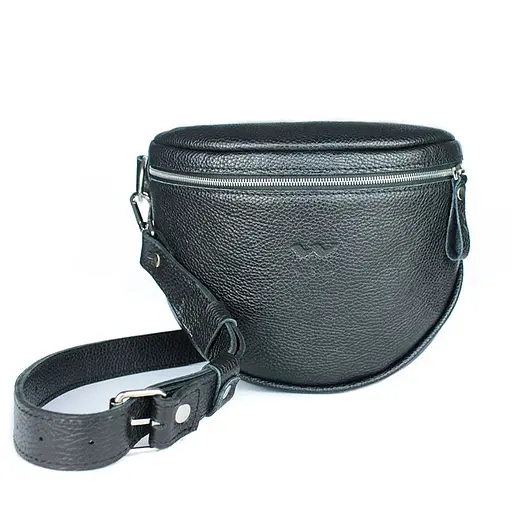 Шкіряна сумка поясна-кроссбоді Vacation чорна флотар - фото 7