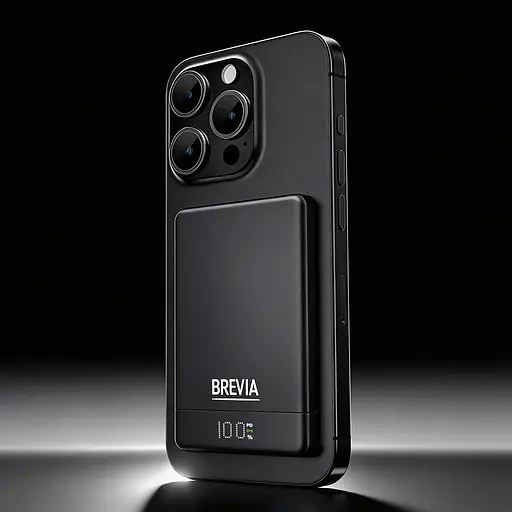 Повербанк (Power Bank) Brevia ePower 5000mAh MagSafe SuperSlim PD20W, Qі15W LCD чорний(45520MSB) - фото 5