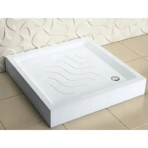 Квадратный душевой поддон (низкий) WIZ 80х80х15 см. Акриловый с панелью и ножками - фото 2