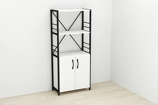 Етажерка 3/60 Ferrum-decor Серії Конект із тумбою 144x60x28 Чорний ДСП Білий (FRD-104442) - фото 2