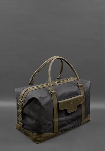 Дорожная сумка из конваса и натуральной кожи Crazy Horse темно-коричневая - фото 4