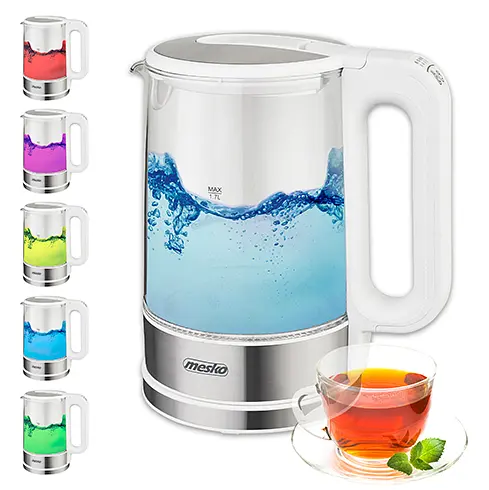 Стеклянный чайник 1.7л с регулятором температуры Mesko MS 1301w - фото 7