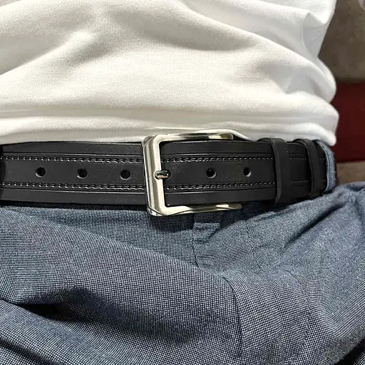 Чоловічий ремінь шкіряний SF-3597 (135 см) чорний під брюки класичний - фото 7
