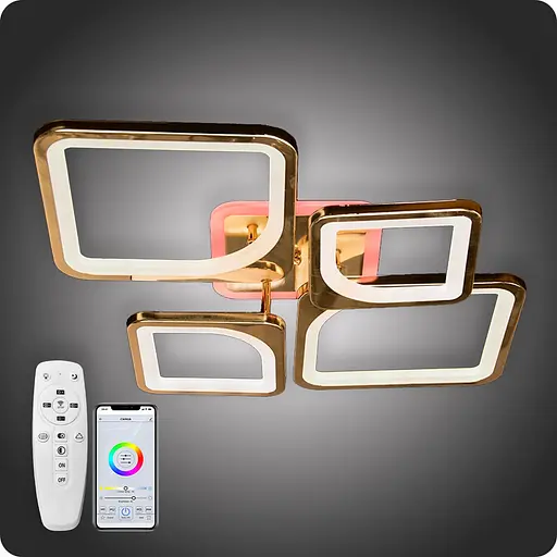 Люстра світлодіодна 517 Dlight 3color з пультом 100Вт Золото (01730) - фото 1