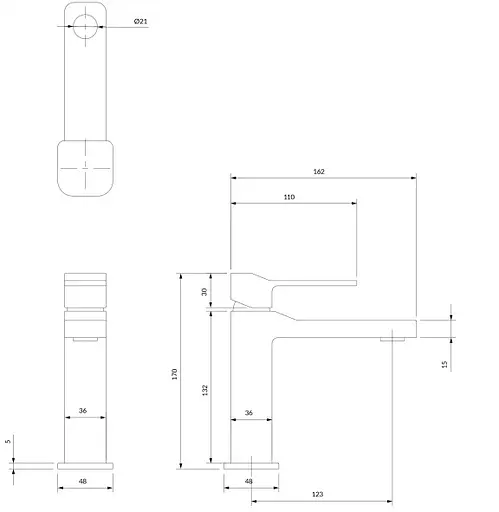 Смеситель для раковины Omnires Slide graphite (SL7710GR) - фото 4