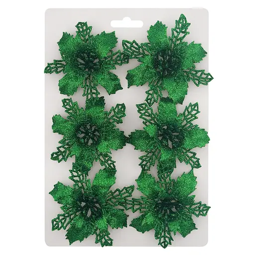 Ялинкова іграшка MIS LT Квітка Різдвяник міні 9х9х2 см набір 6 шт зеленый - фото 1