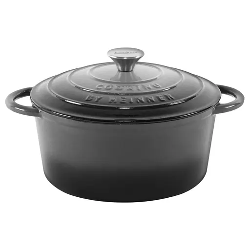 Каструля з кришкою Heinner Marble Grey чавунна емалірована сірий мармур (HR-ZVC-S28)