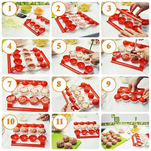 Форма для приготування фрикадельок із начинкою Stuffed Ball Maker, Kitchen Master Червоний 85830 - фото 8