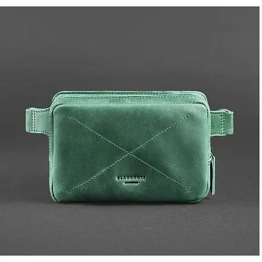 Шкіряна поясна сумка Dropbag Mini зелена Crazy Horse - фото 1