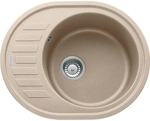 Franke Мойка кухонная Ronda фрагранит овал с крылом 620х500х200 мм чаша - 1 накладная ROG 611-62 бежевый - фото 1