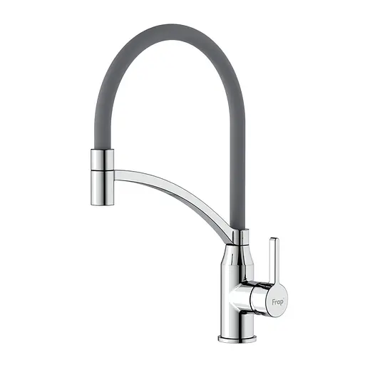 Смеситель для кухни Frap F4552 с гибким изливом серый/хром - фото 1