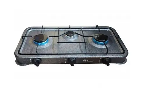 Газовая настольная плита Domotec MS-6603 на 3 конфорки металлическая эмалированная поверхность Серая - фото 4