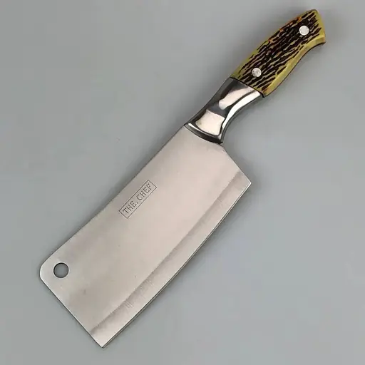 Тесак сокира сікач кухонний для обробки рубки м'яса кісток з нержавіючої сталі з кістяною ручкою 27x7 см, Kitchen Master 85709 - фото 7