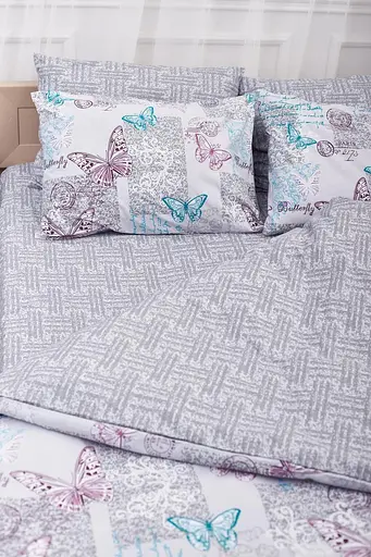 Комплект постельного белья Moon&Star King Size 220x240 наволочки 2х50х70 Butterfly Gray Бязь Gold Люкс - фото 5