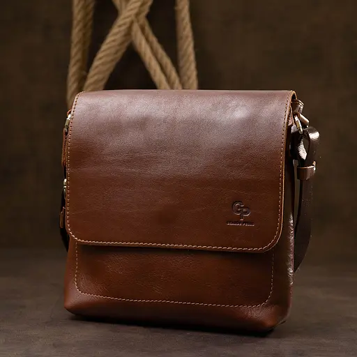 Кожаная мужская сумка через плечо GRANDE PELLE 24х24х5 см sum0015581 - фото 7