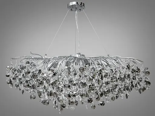 Хрустальная люстра с алюминиевыми ветвями удлиненной формы на 14 ламп. - фото 1