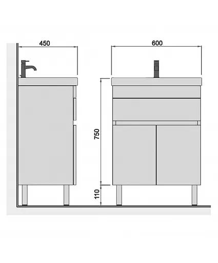 Тумба Мойдодир City White 60 з умивальником Vivace 60 Білий підлогова Білий - фото 2