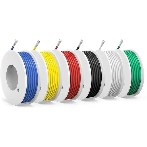 Електричний дрот ПВХ 0,13 мм² SCHDRA 26AWG 6 кольорів по 6 метрів, луджена мідь, плетений