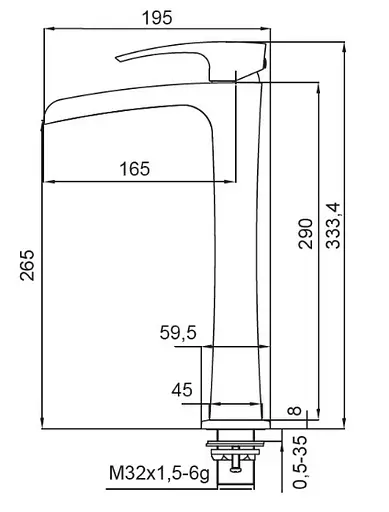Змішувач для умивальника високий Koer "Водоспад" KB-15007-04 KR5156 Білий матовий - фото 2