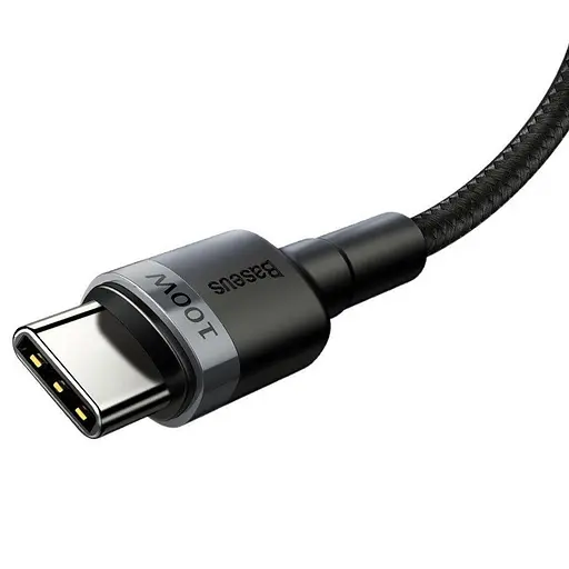 Дата кабель Baseus Cafule Type-C to Type-C PD2.0 100W (2m) (CATKLF-AL) Gray / Black - фото 3
