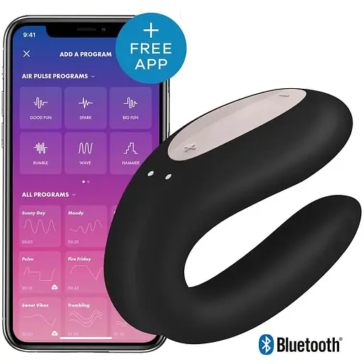 Смарт-вібратор для пар Satisfyer Double Joy із широким кліторальним стимулятором Чорний - фото 2