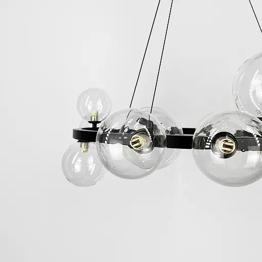 Кільцева чорна люстра з 14 прозорими плафонами Ø 75 см | Line F | Арт. BM62/14 BK+CL - фото 3