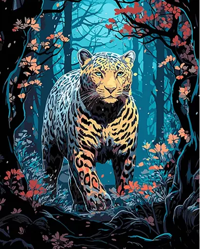 Набір для розпису по номерах Тигр на полюванні, Strateg, на чорному фоні, 40x50 см, AH1062